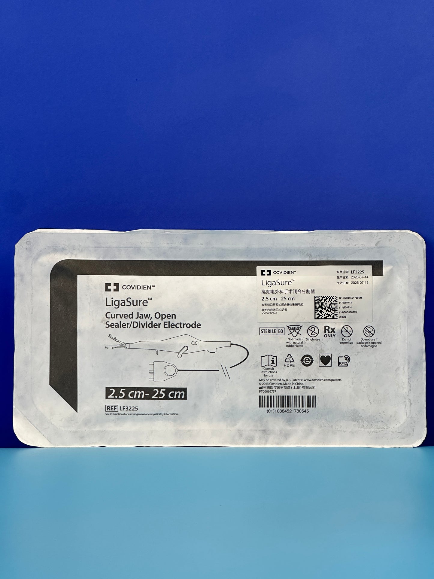 Covidien LigaSure™ Curved Jaw Open Sealer/ Divider Electrode Instrument LF3225 205cm-25cm