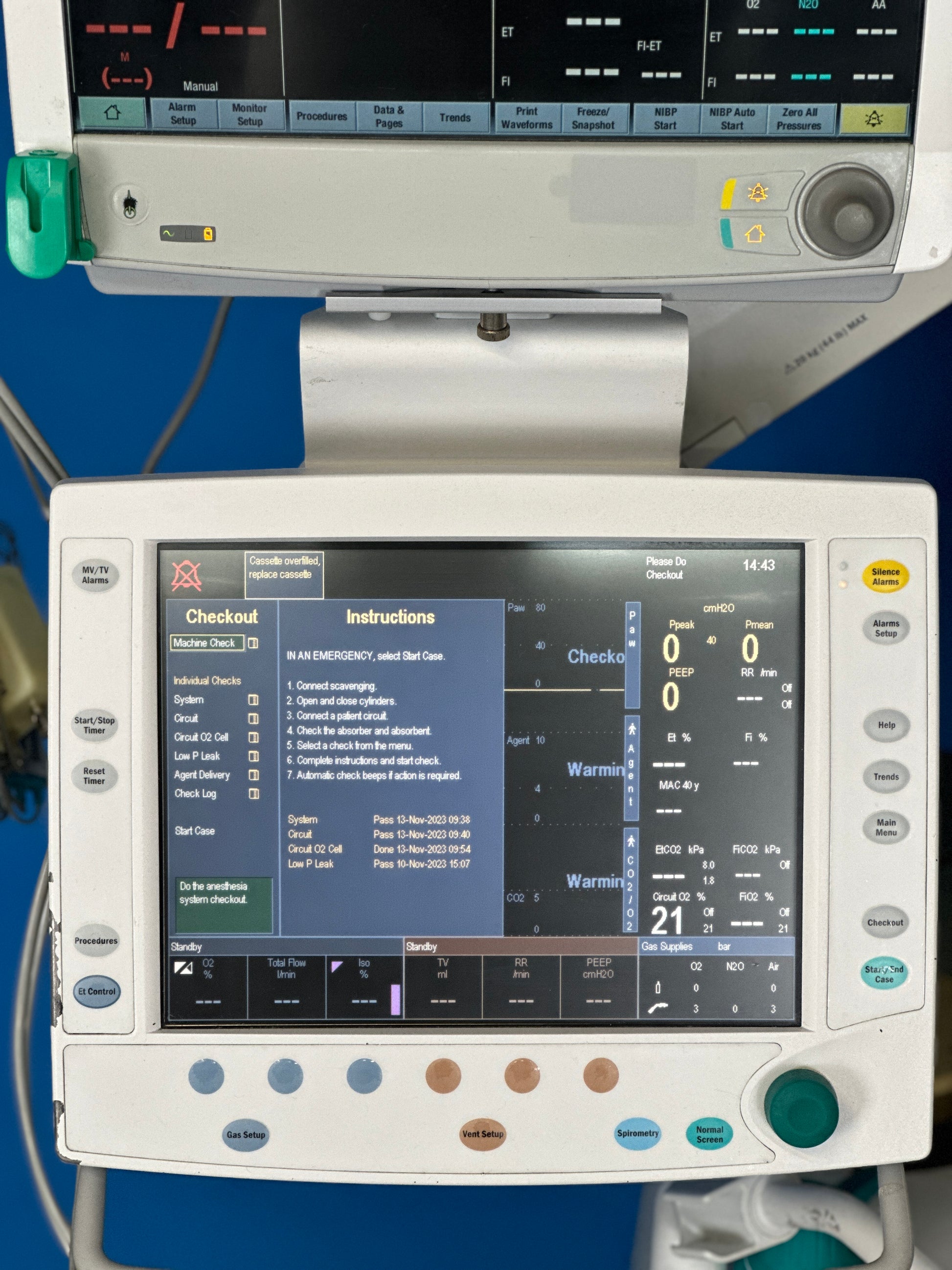 Safety checks of anaesthesia machine