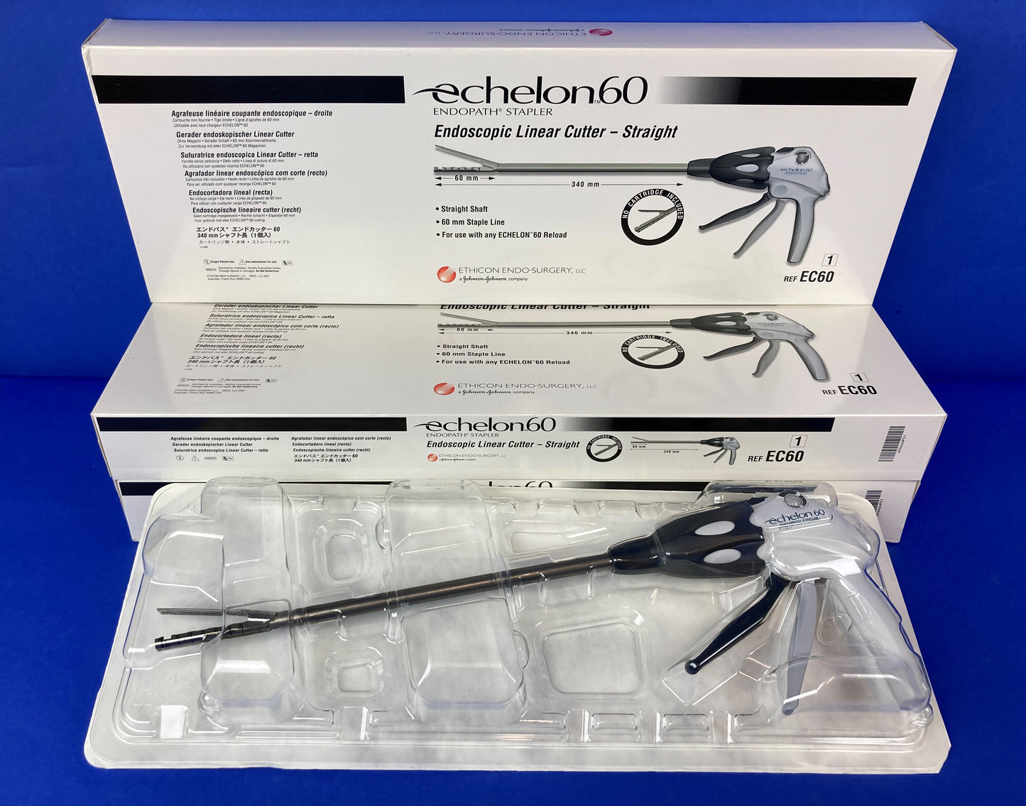 Ethicon Endo-Surgery EC60 Echelon60 Endoscopic Linear Cutter-Straight s designed to deliver reliable performance across a wide range of tissue types and thicknesses on a one-handed, easy-to-use platform.