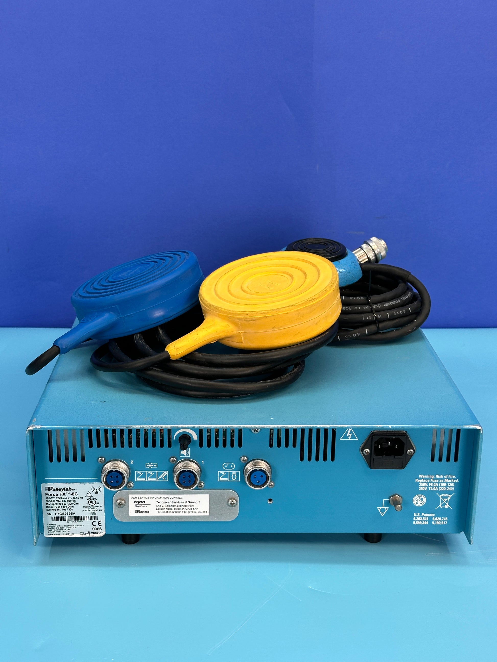 Rear display of Force Fx shows connector and power supply and its manufacturing details.