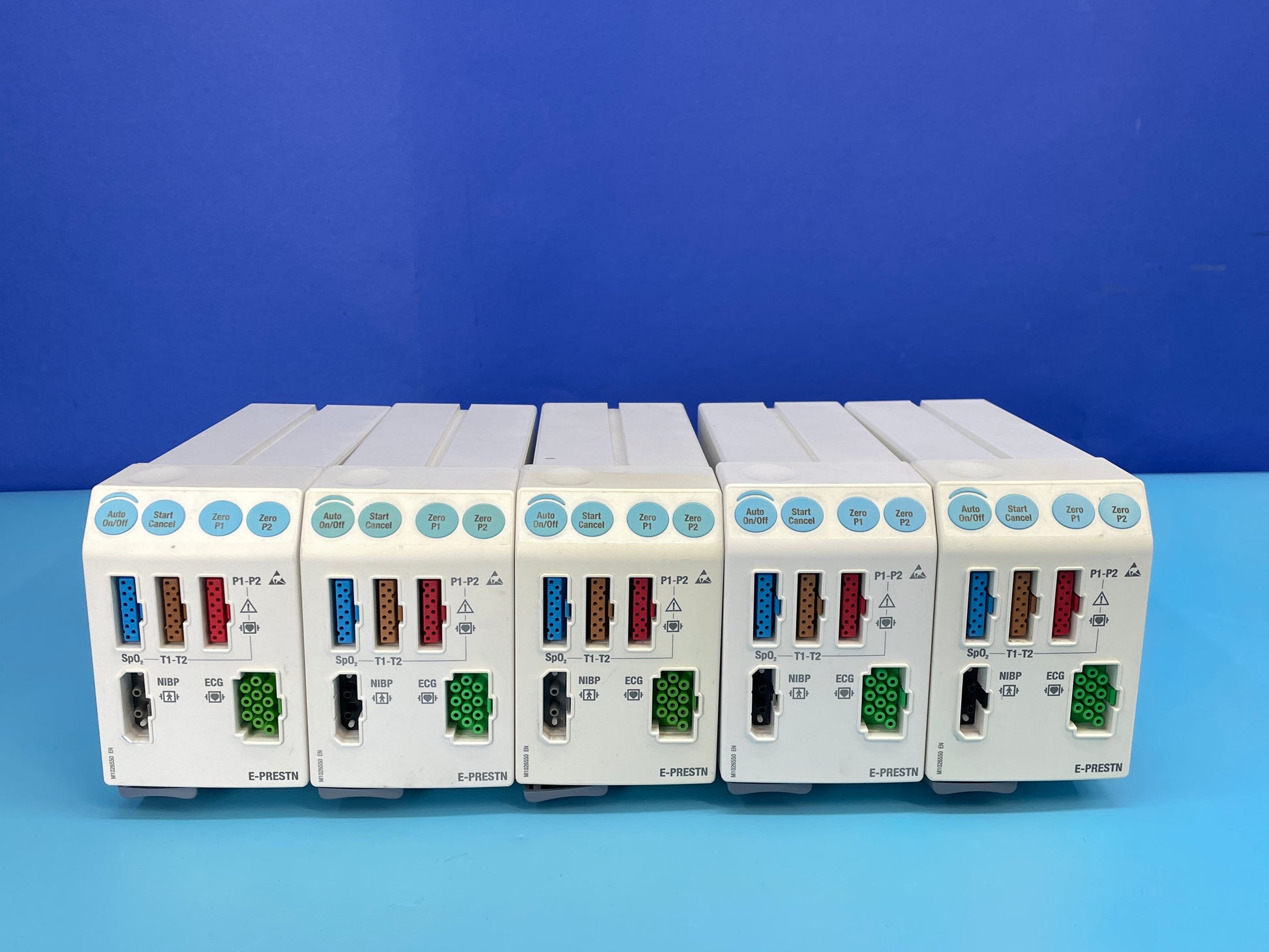 E PRESTN multiparameter module which can measure ECG, two Invasive blood pressures, SpO2, two Temperatures, Non-invasive blood pressure and Impedance Respiration.