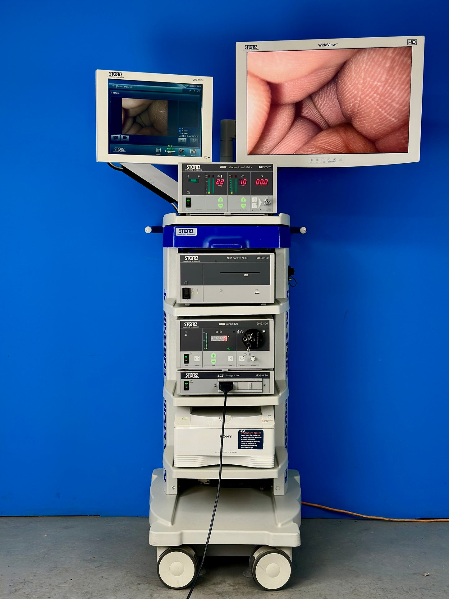 The System Powers on and produces excellent images, when tested with scope.
The System is in Excellent Condition.