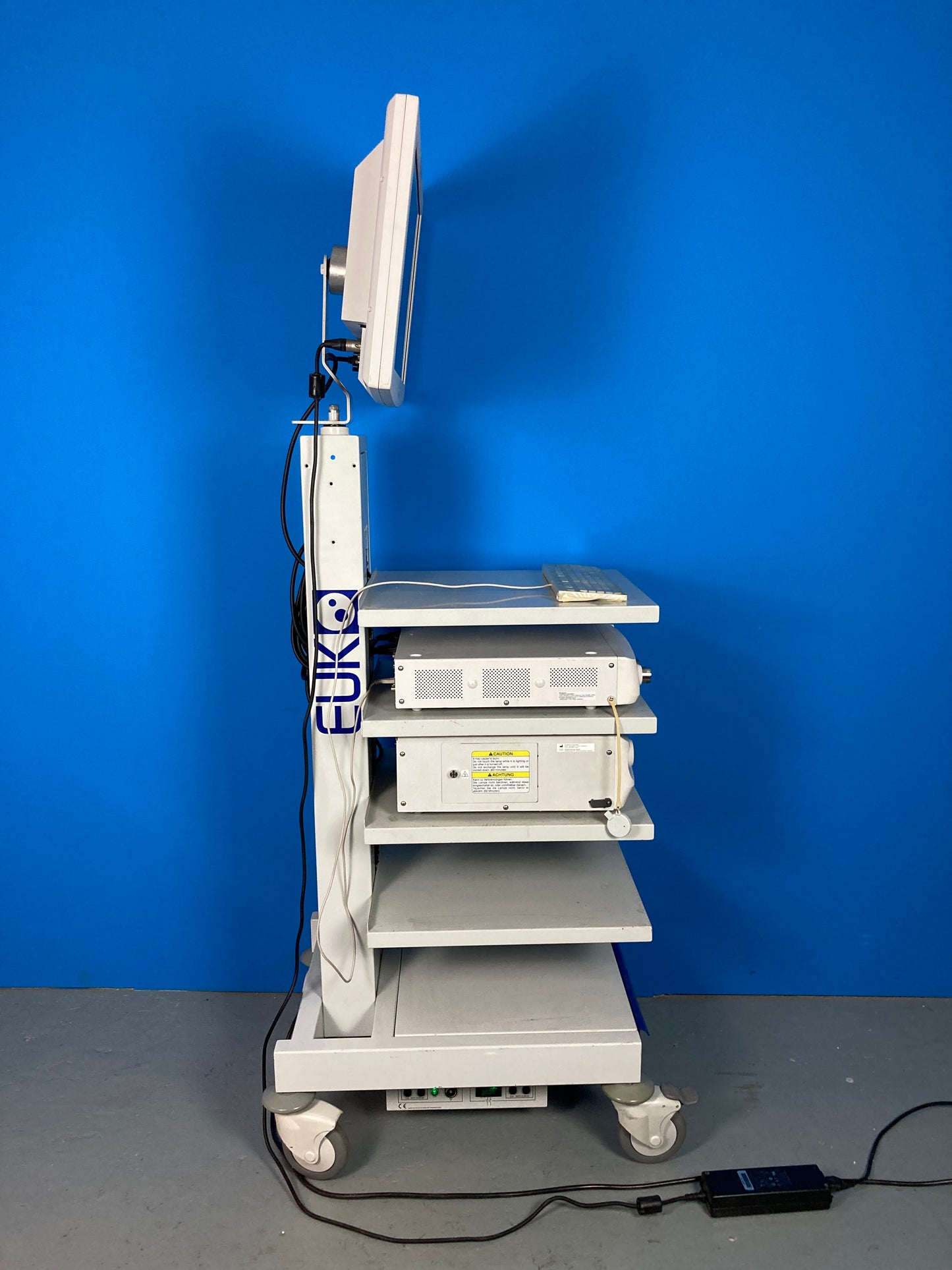 All the components of Endoscopy system are arranged on trolley