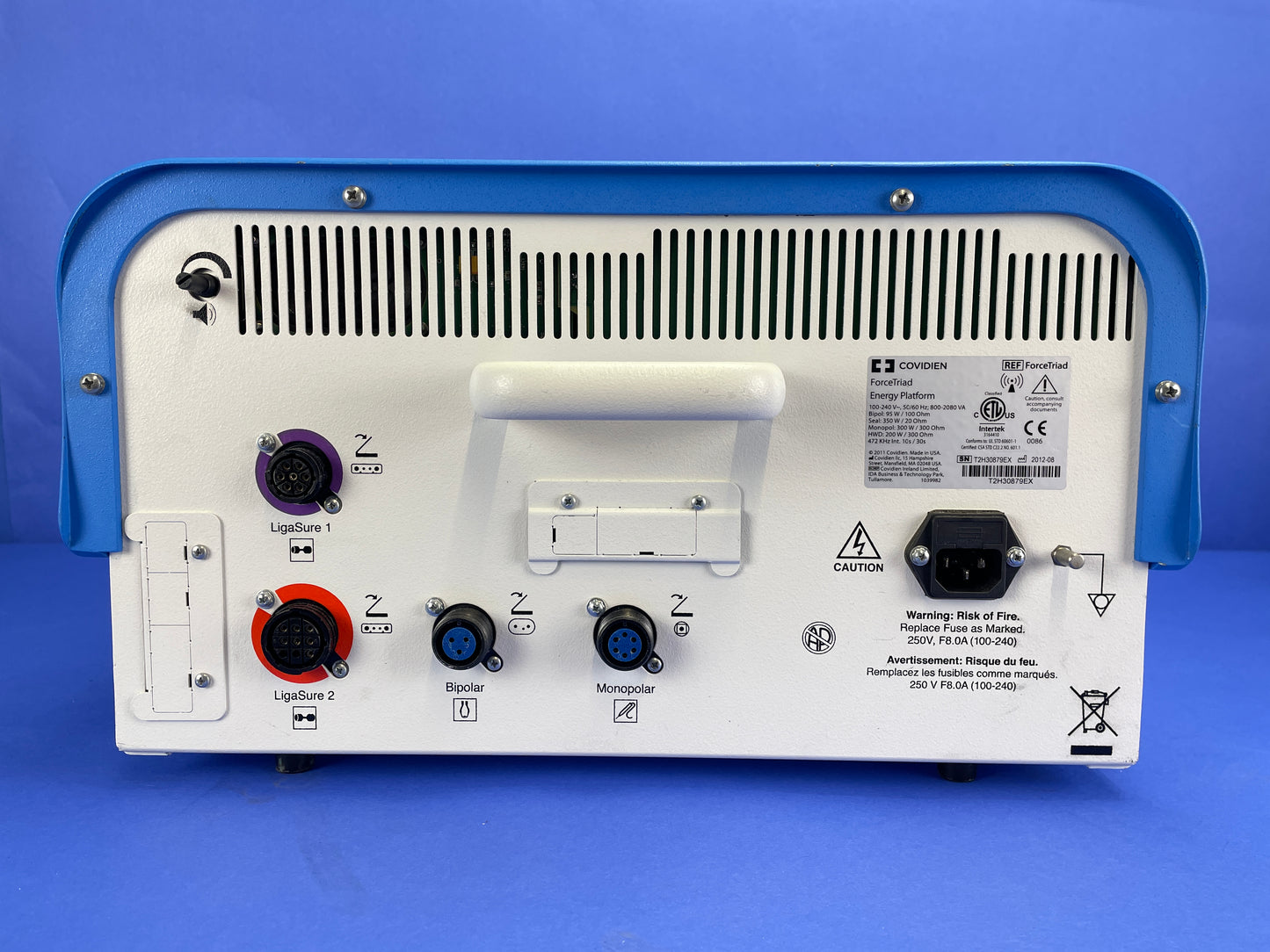 Rear side display of the forceatriad with connectors and power supply