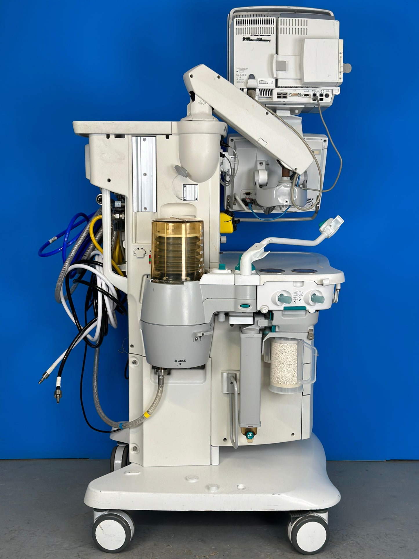 Used aisys Anesthesia machine on wheels with bellows and absorber