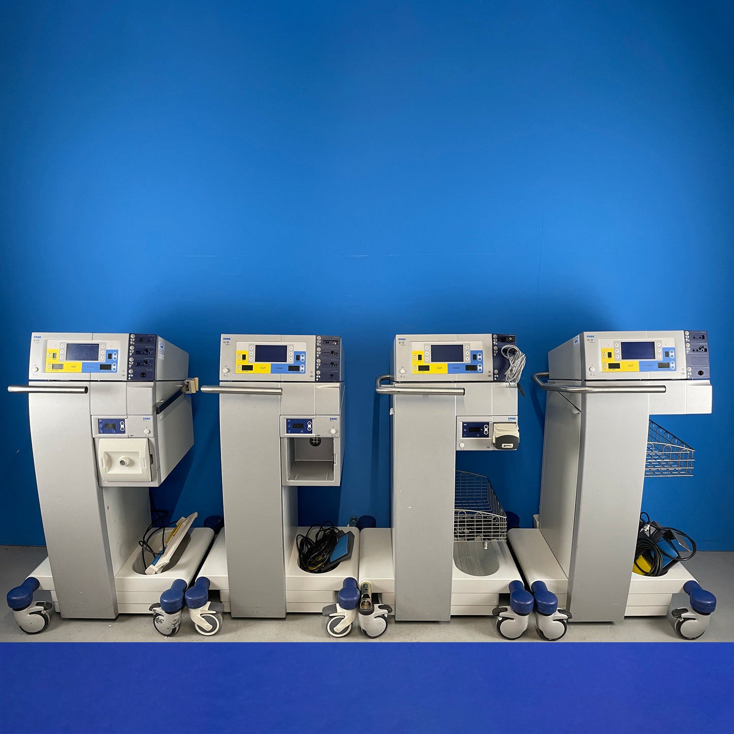 Erbe VIO 300S Cautery on Cart with footswitch is used for different surgical procedures.