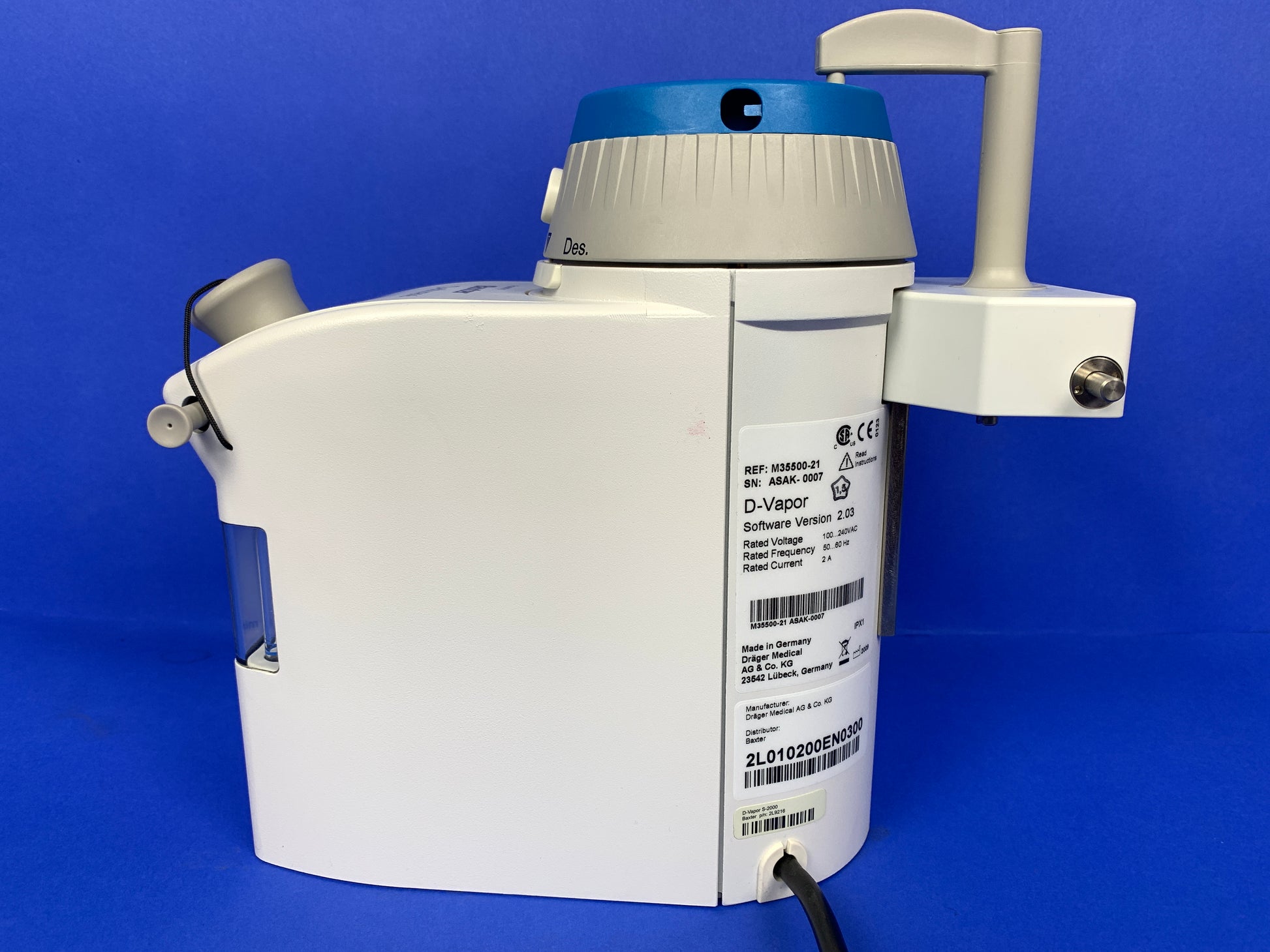 easily connect the D Vapor to your anesthesia delivery system in the fresh-gas line.