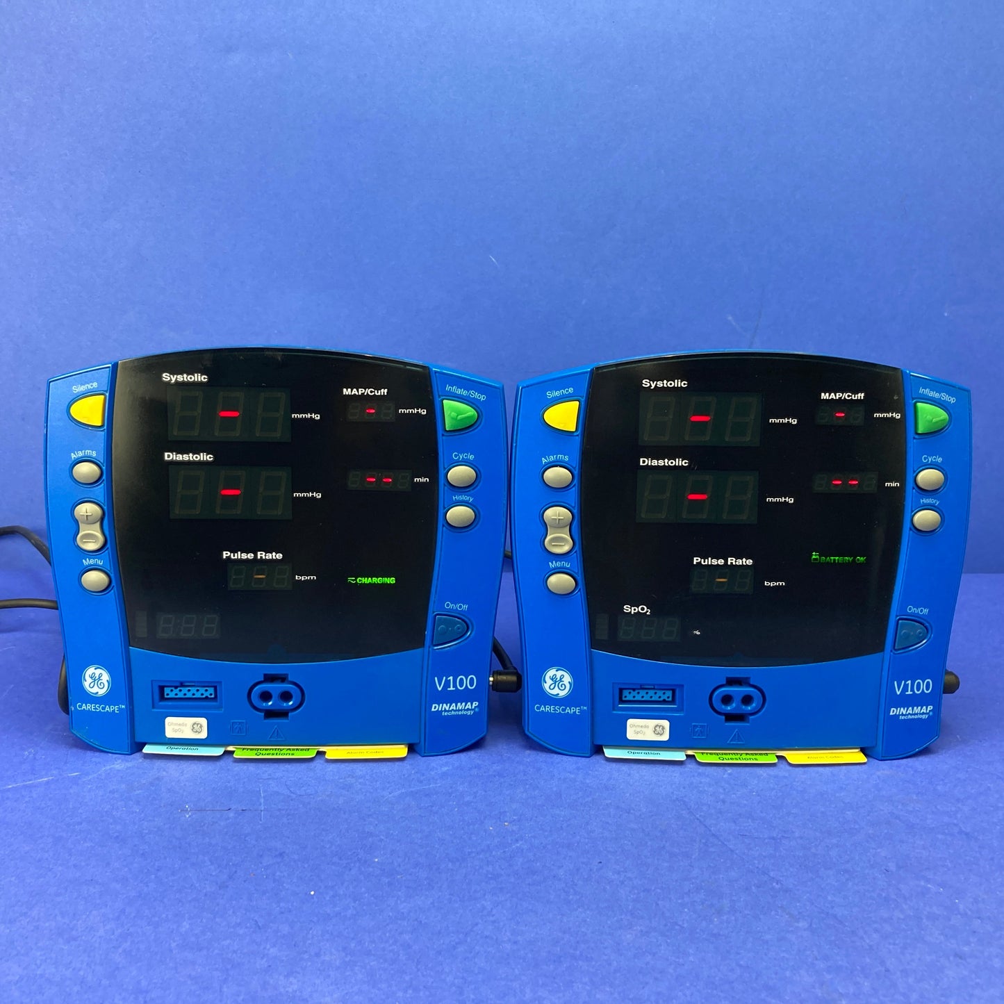 CARESCAPE V100 also detects alarm limit conditions and gives audible and visual notification of these conditions.