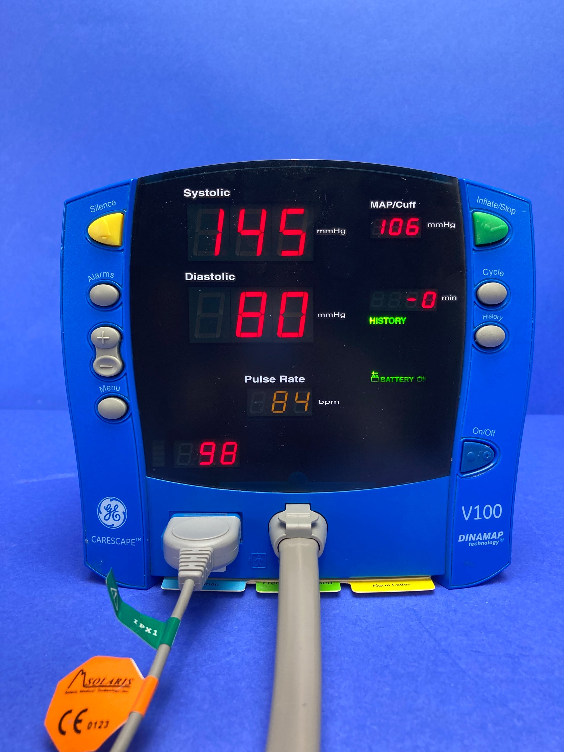 V100 Vital Signs Monitor Display Panel Showing Different functional Button