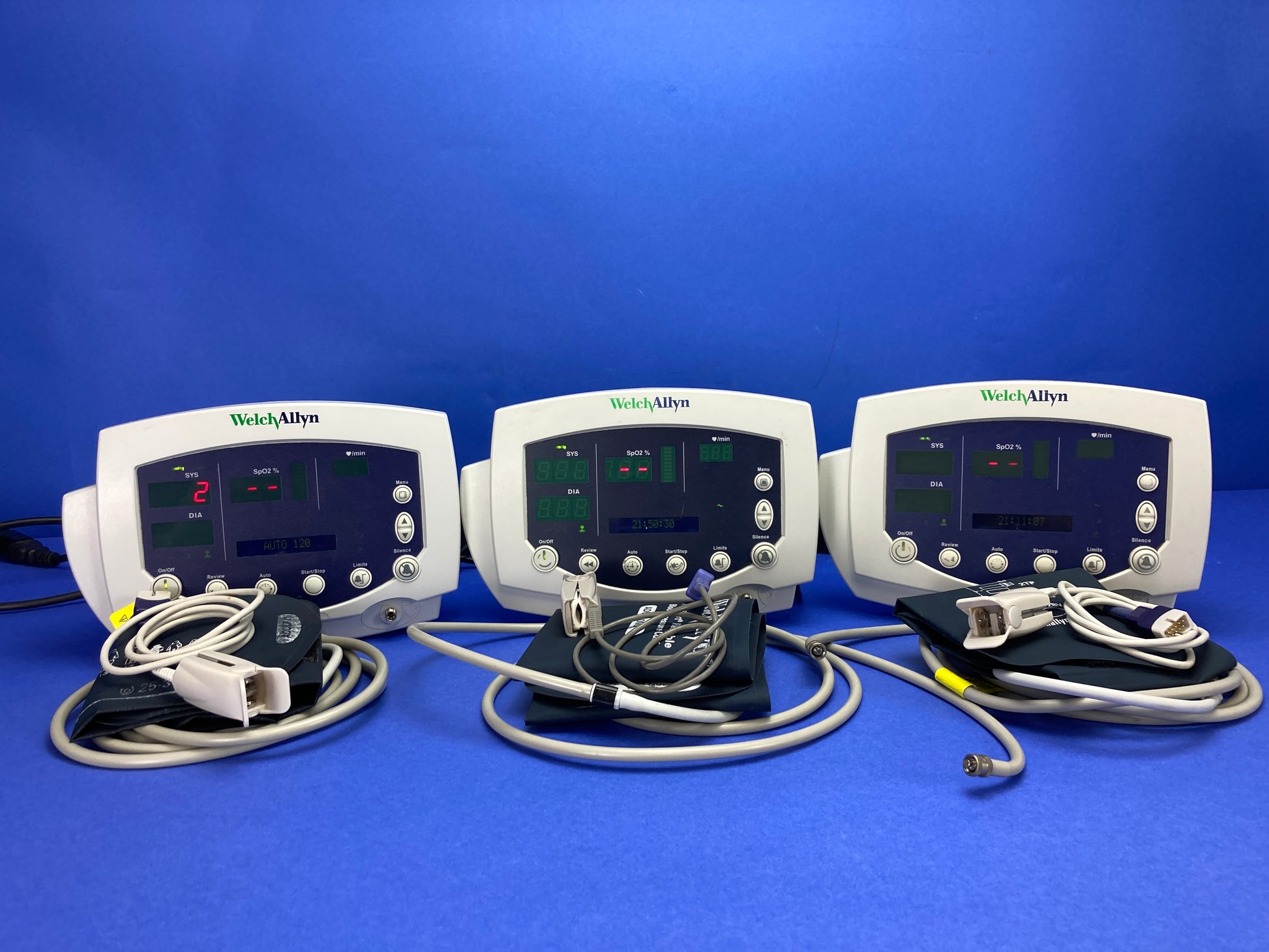 font display screen show the value of different parameter  with SPO2 BP Cuffs Leads