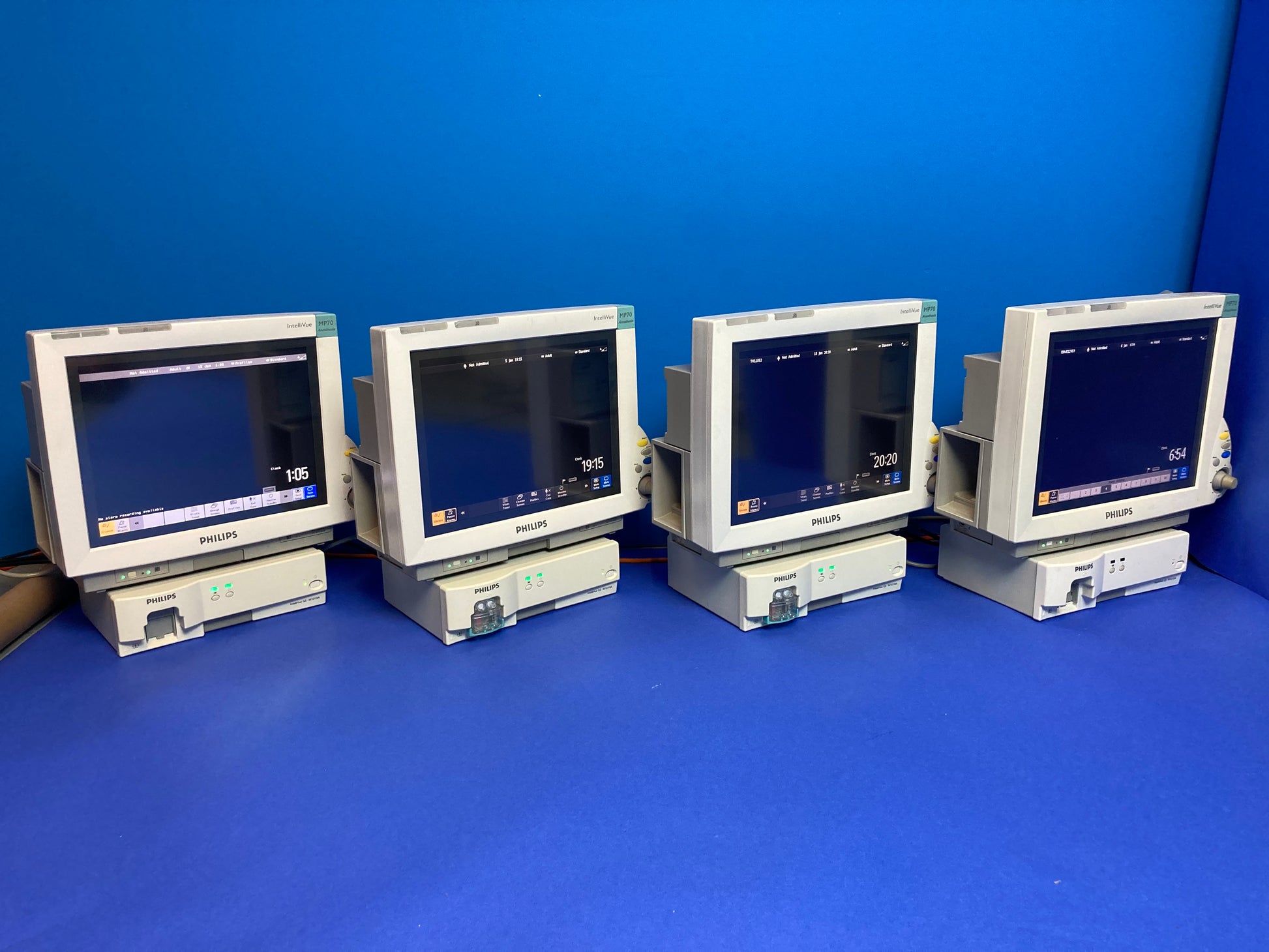 Philips IntelliVue MP70 patient monitor integrates a 15-inch color LCD display with a data processing unit into one device. Eight different waves can be displayed on the screen along with the 12-lead ECG screen