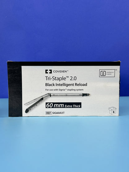 Covidien SIG60AXT Tri-Staple black intelligent reloads less stress on tissue during compression and clamping.