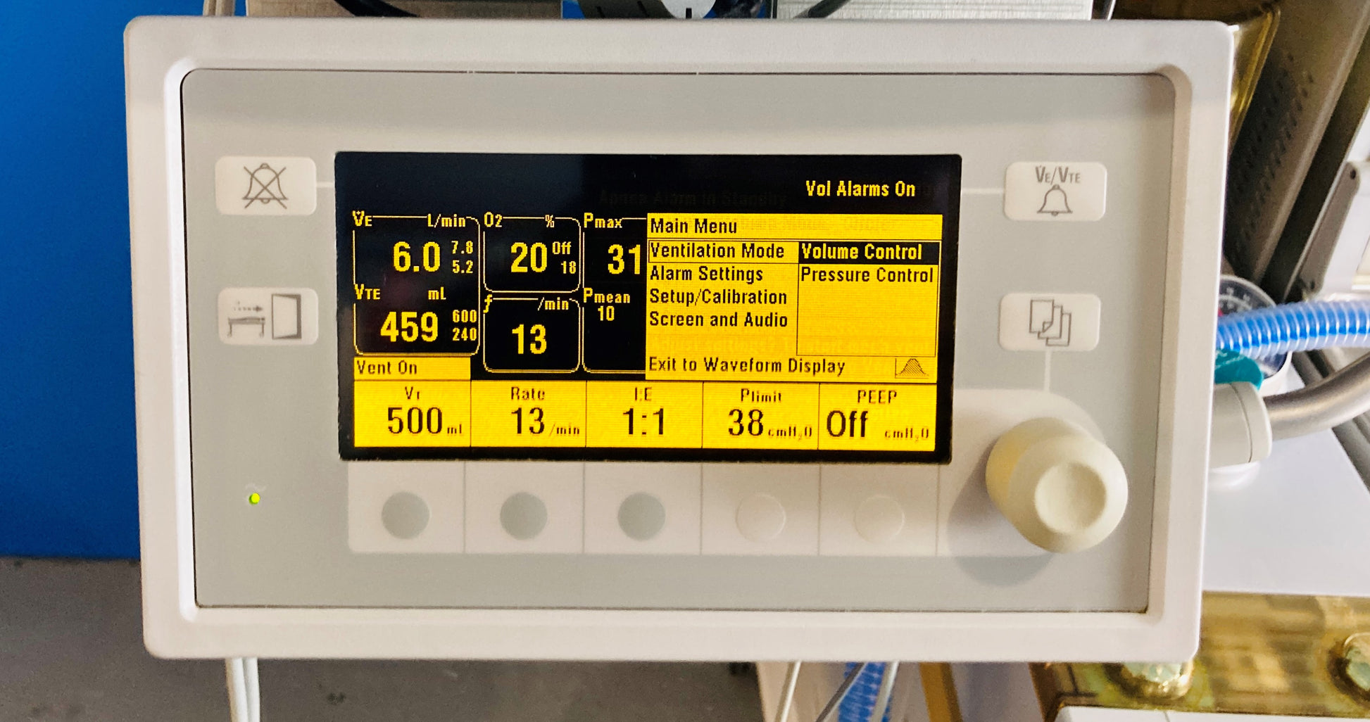 ventilator shows ventilation modes 