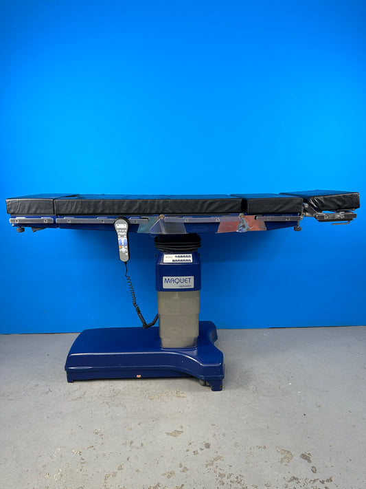 Maquet AlphaStar surgical table, with an electrically controlled hydraulic drive, provides essential table functions from tabletop positioning and auto-drive to reverse mode
