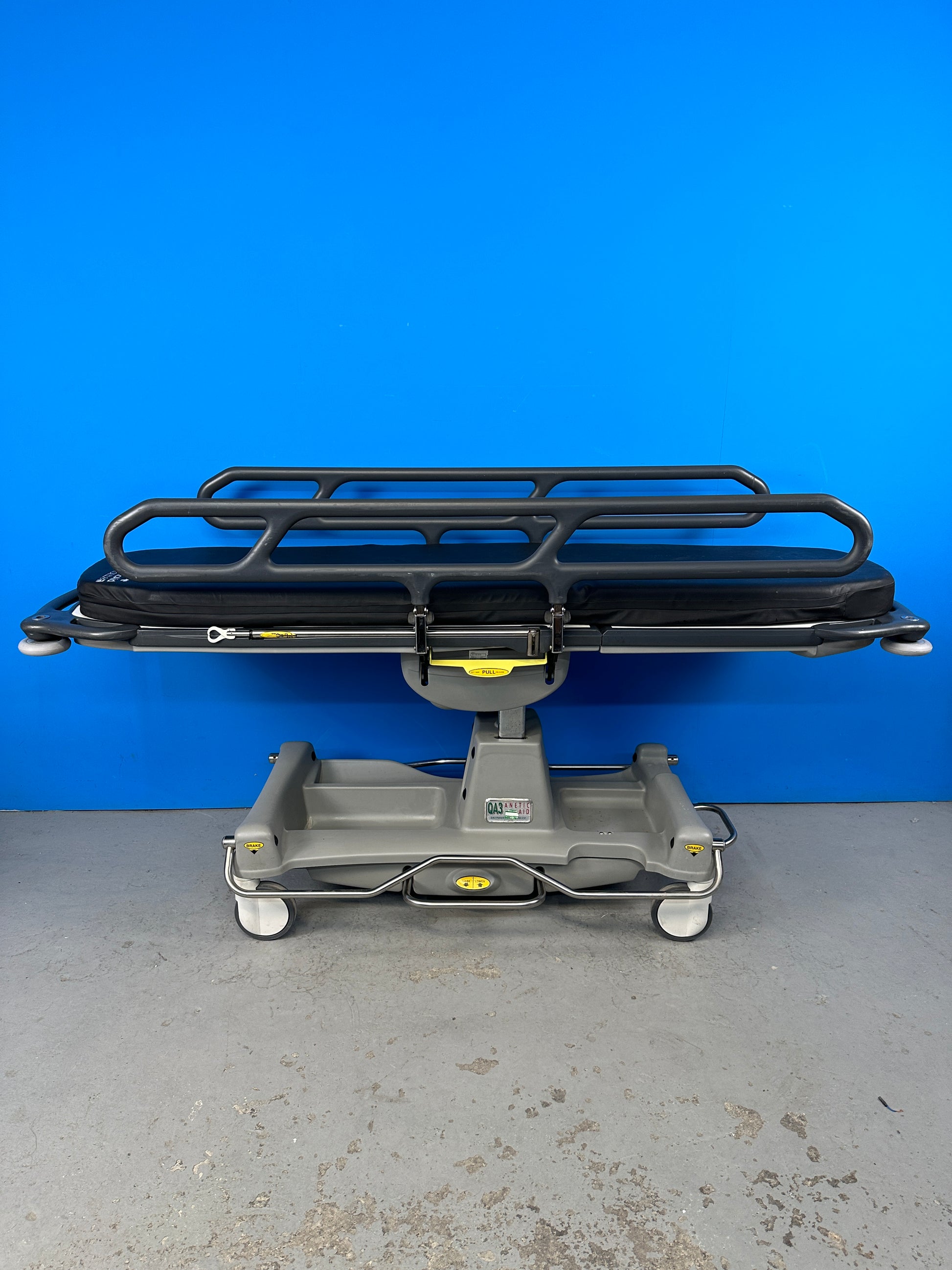 The QA3 Variable Height Patient Trolley: ideal for patient transport, examination and intubation in theatre and clinical areas.