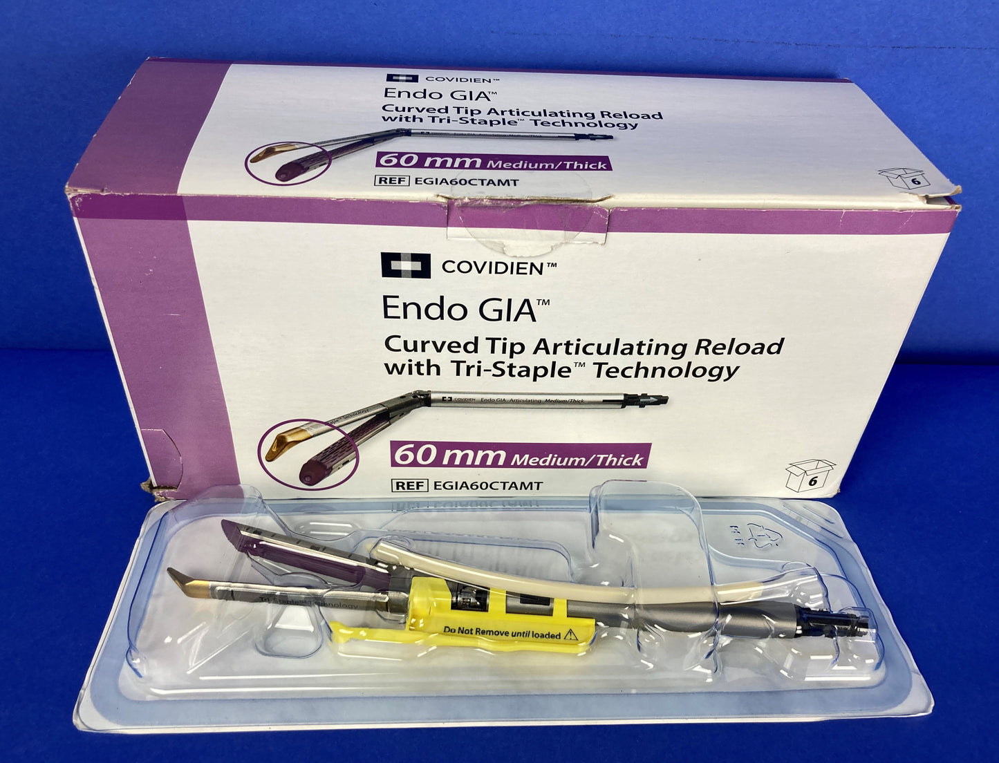 Covidien Endo Gia Articulating Reload with tri-staple 60mm is used for surgical procedure for resection, transection and creation of anastomosis.