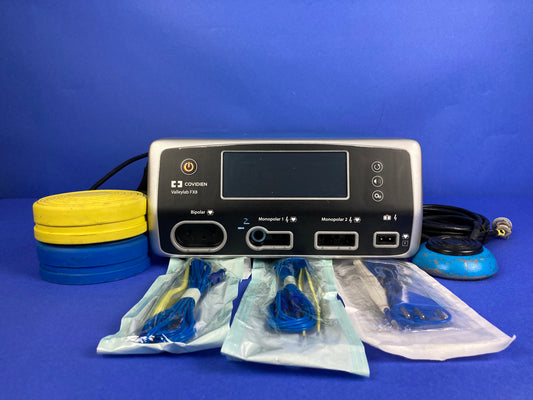 Valleylab Force FX 8C enables the use of handset or footswitch controls to activate the generator. Display screen and control panels are in good working order and the patient return plate monitoring circuit is also functional. presented by Medgill.Ltd
