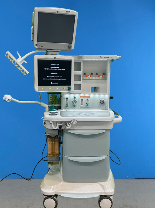Avance CS2 system utilizes anesthesia delivery, patient monitoring, and data management in one machine. In addition, the Avance CS2 anesthesia machine offers ventilation capabilities and uses the GE 7900 Smartvent ventilator with the system
