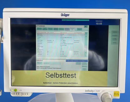 20" user interface to set and to monitor ventilation parameters, fresh-gas delivery, and agent dosing. Optional integration of Drager patient monitor module to display also the vital parameters on the same screen