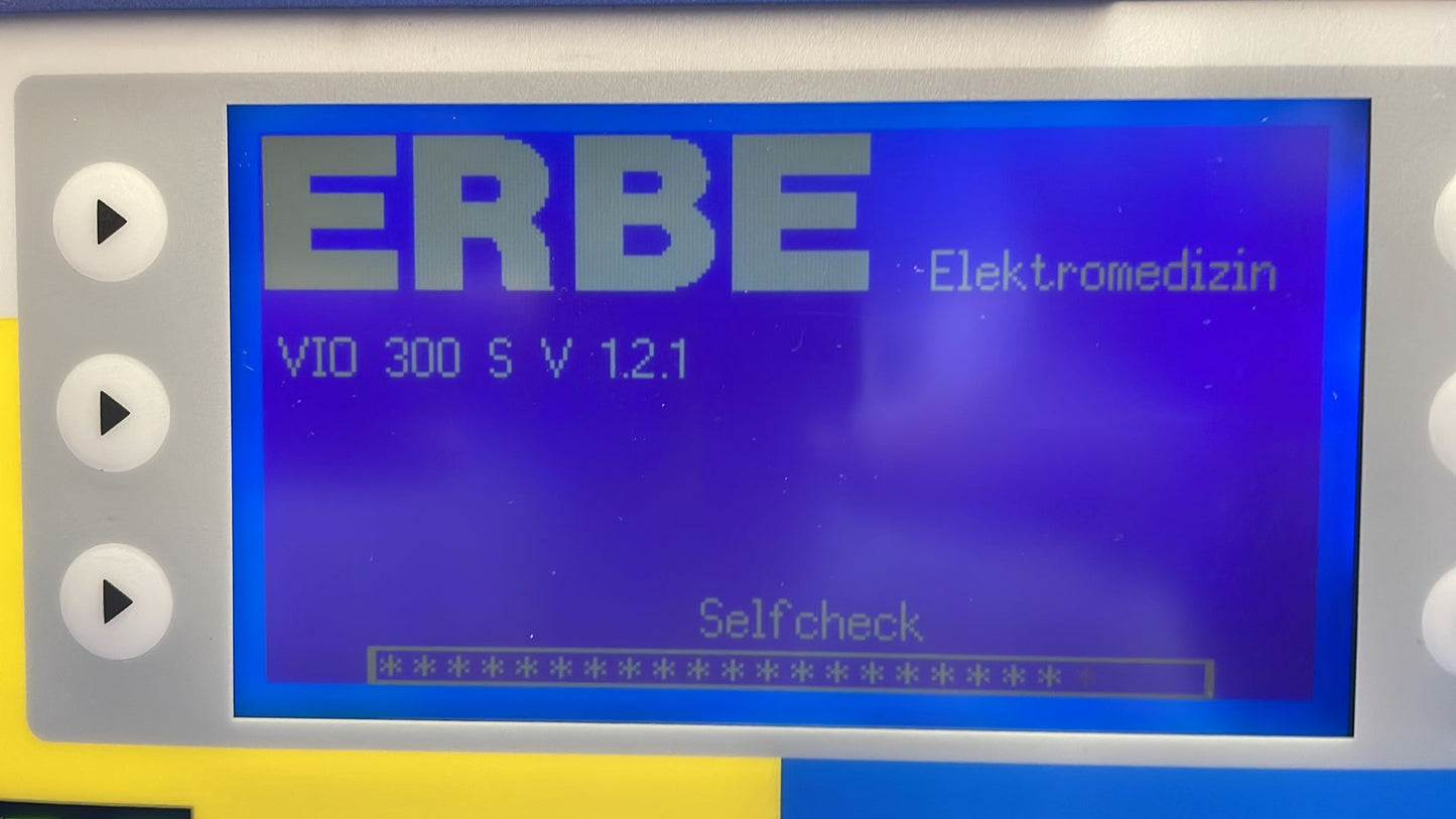 Erbe 300S front panel touch screen shows software version 