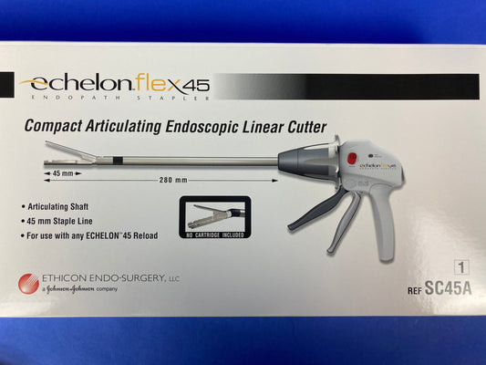 Ethicon Echelon flex45™ ENDOPATH® Stapler is designed to deliver reliable performance across a wide range of tissue types and thicknesses on a one-handed, easy-to-use platform. 