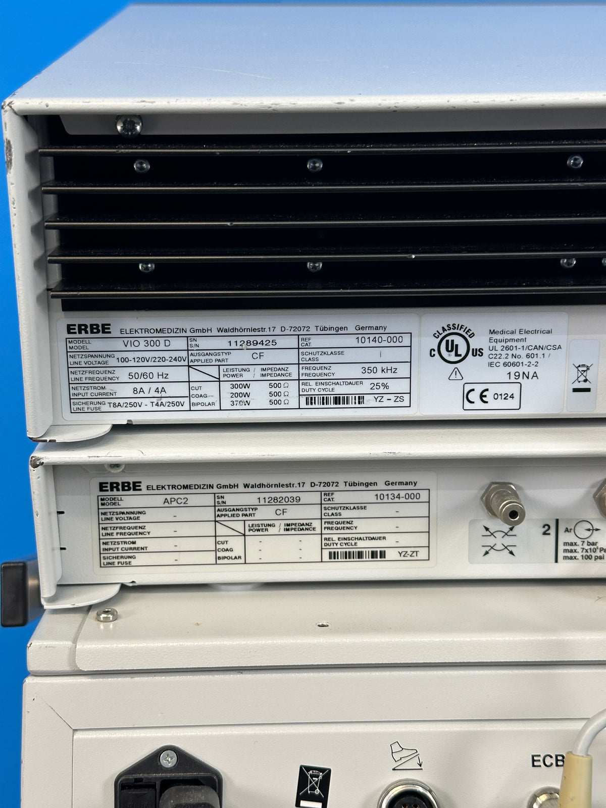 Erbe VIO 300D with APC2 Argon Plasma Coagulator on Cart Diathermy ...