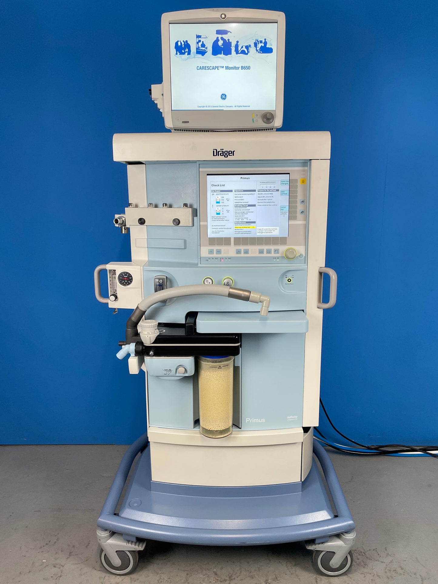 The Anaesthesia machine was tested with medical air and test lung and complete ventilation cycles were delivered.