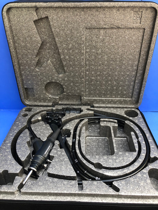 Fujinon EC-590WL4 optical magnifying endoscope for the lower G.I. tract has a water jet function which is effective for washing off mucus and securing a better field of view