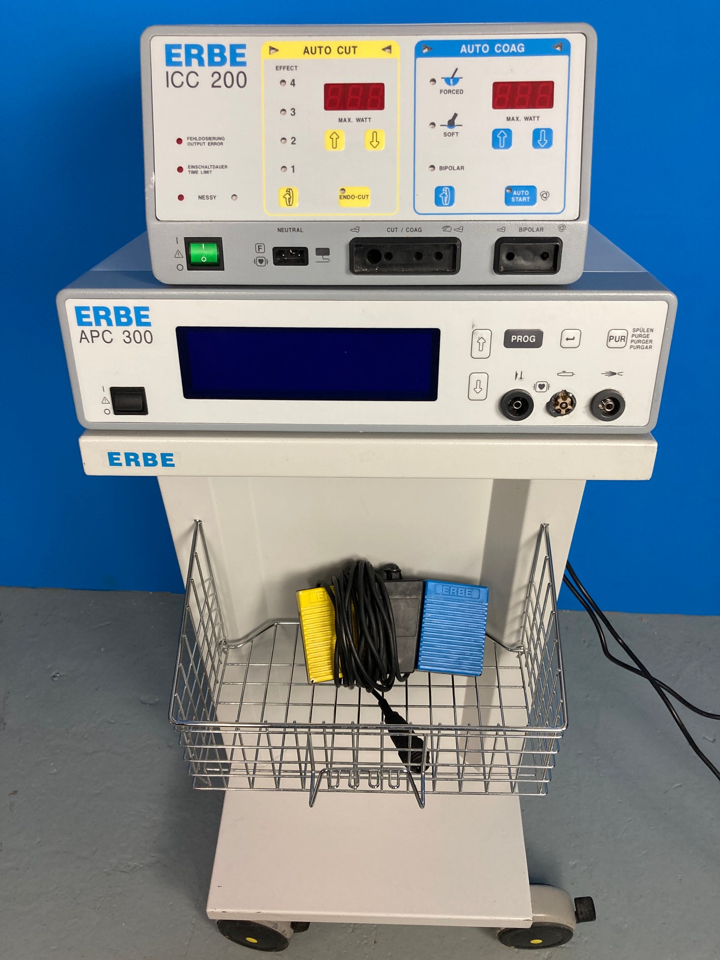 Erbe ICC 200 With APC 300 Electrosurgical Unit On Trolley