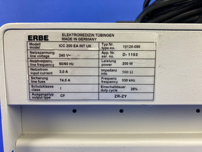 Erbe ICC 200 (ESU) with Footswitch