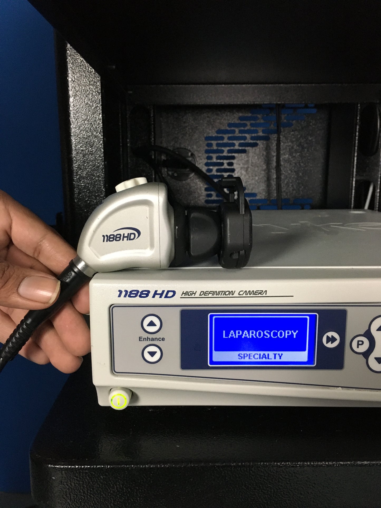 Video processor was tested with camera head connected and produced clear images with white balance setting, enhancement controls and zoom adjustment working.